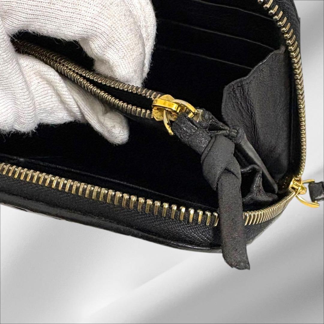 美品✨ ボッテガヴェネタ イントレチャート　長財布 ラウンドファスナー　黒