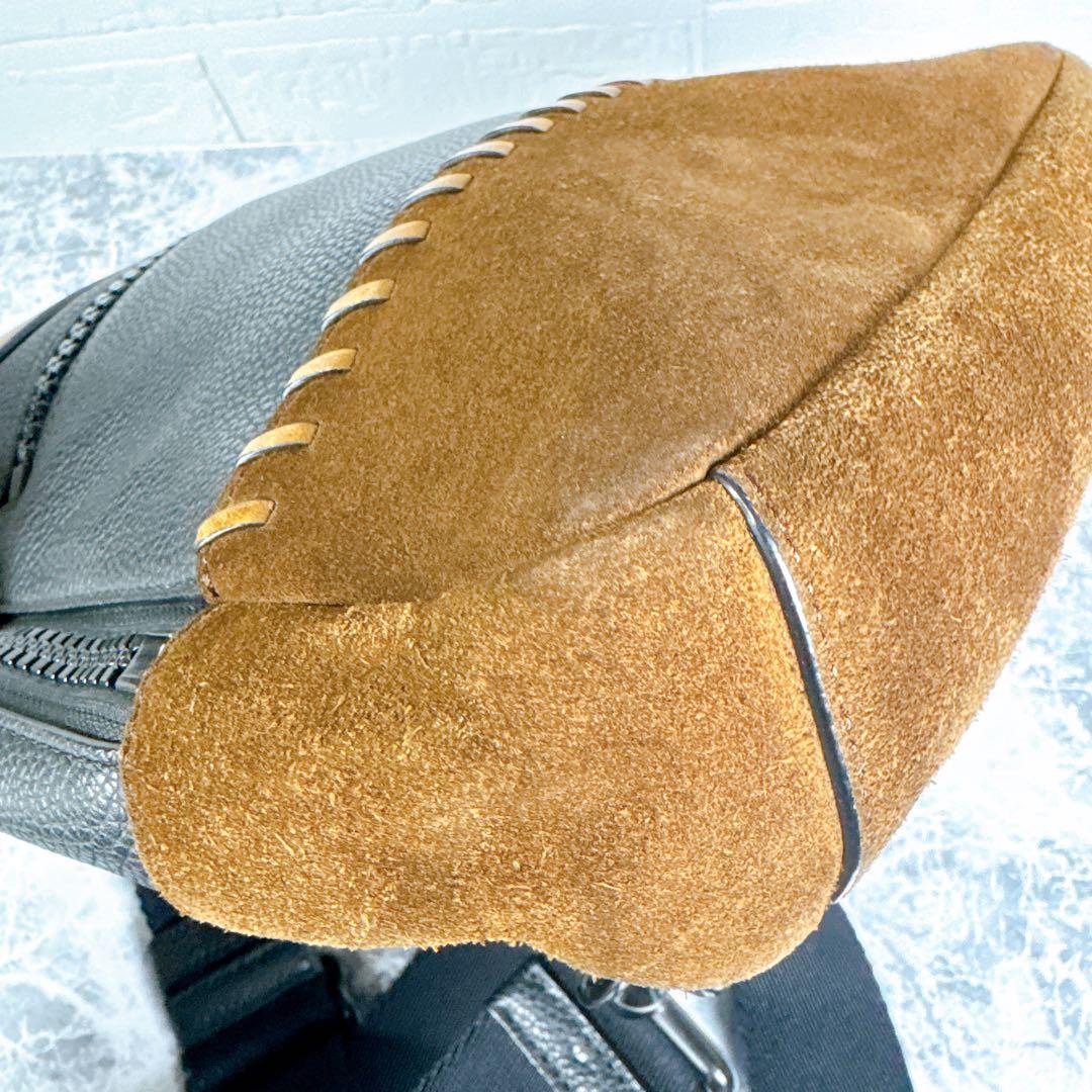 【極美品】COACH コーチ レザー ボディバッグ スエード切替 黒