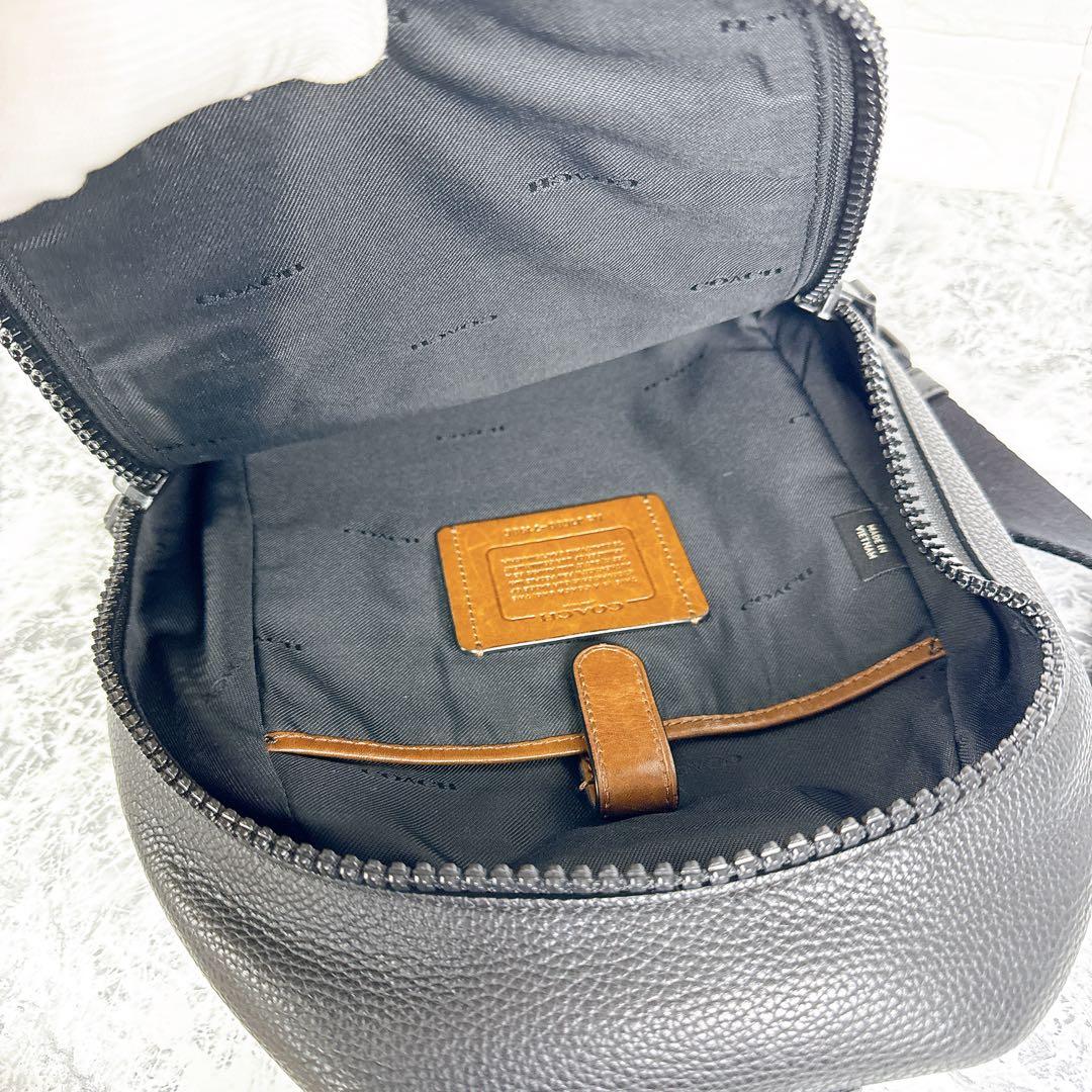【極美品】COACH コーチ レザー ボディバッグ スエード切替 黒