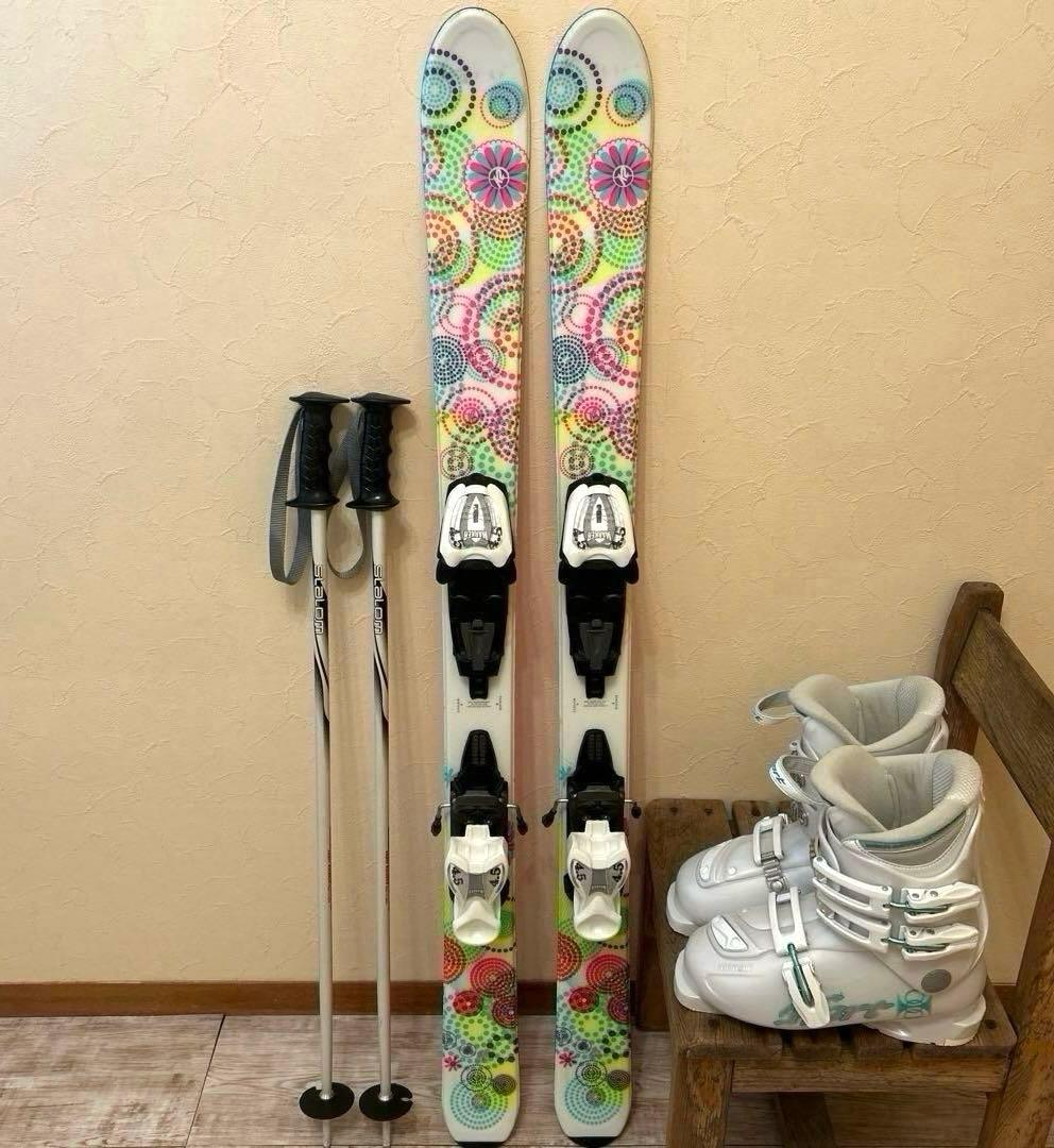 ◾️カービングスキーセット　スキー板113㎝ ブーツ22㎝　子供用　ジュニア用