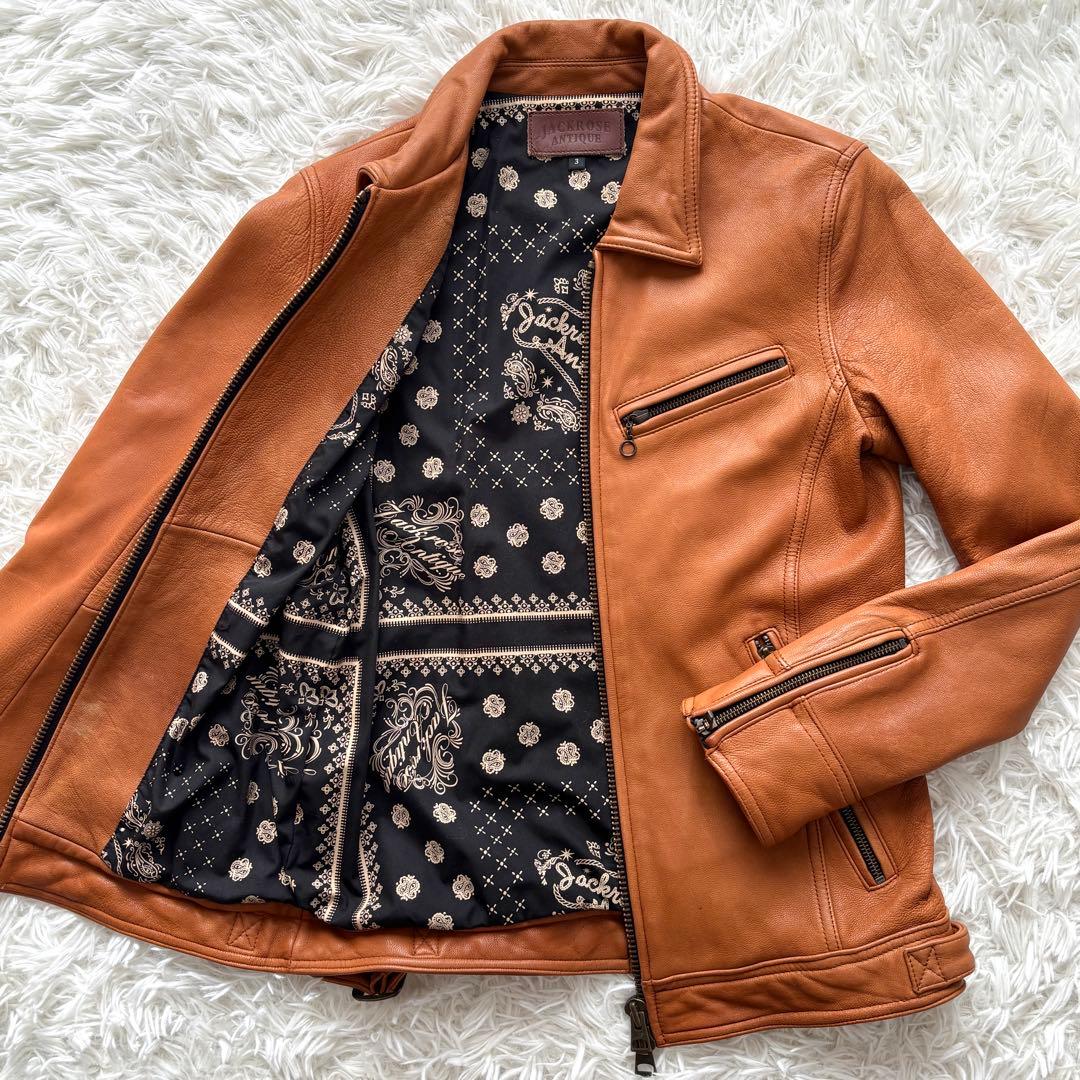 【極美品】山羊革 ペイズリー総柄 ジャックローズ シングルライダースジャケット