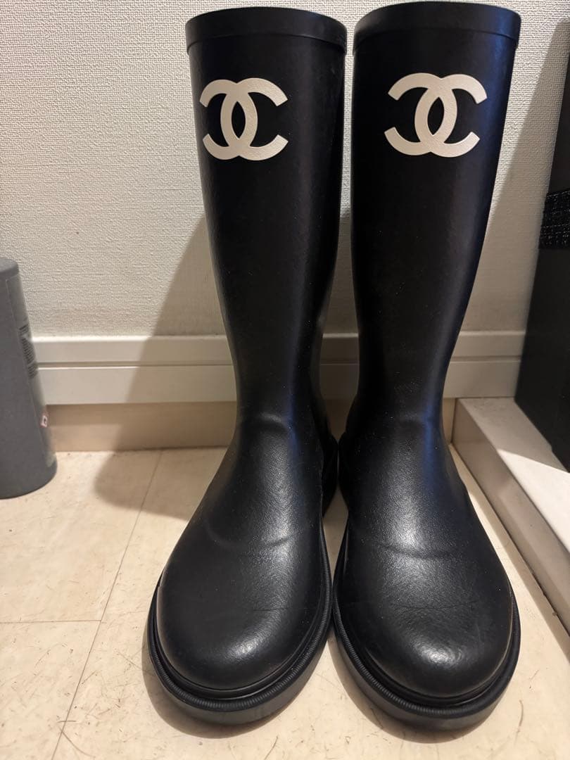 CHANEL ラバーロング　レインブーツ　37