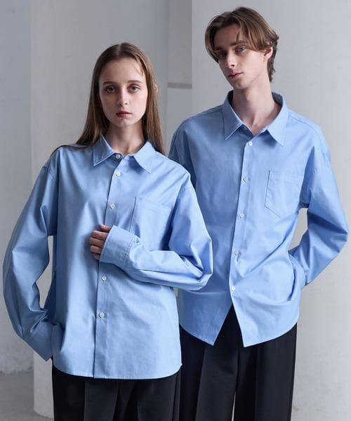 CLEL ロイヤルオックスフォード レギュラーカラーシャツ サックスブルー XS