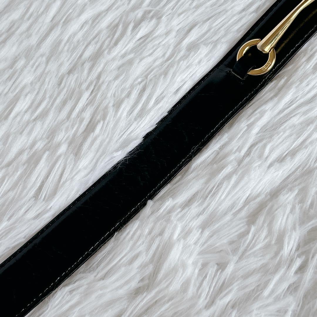CELINE ゴールドバックル ホースビット レザーベルト ヴィンテージ 65