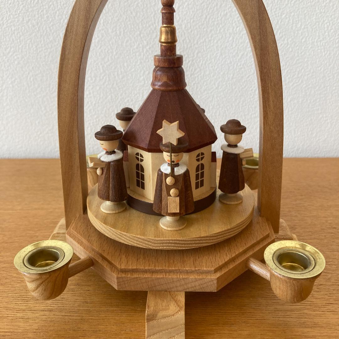 【美品】 ドイツ製 クリスマスピラミッド 聖夜の教会 ウィンドミル