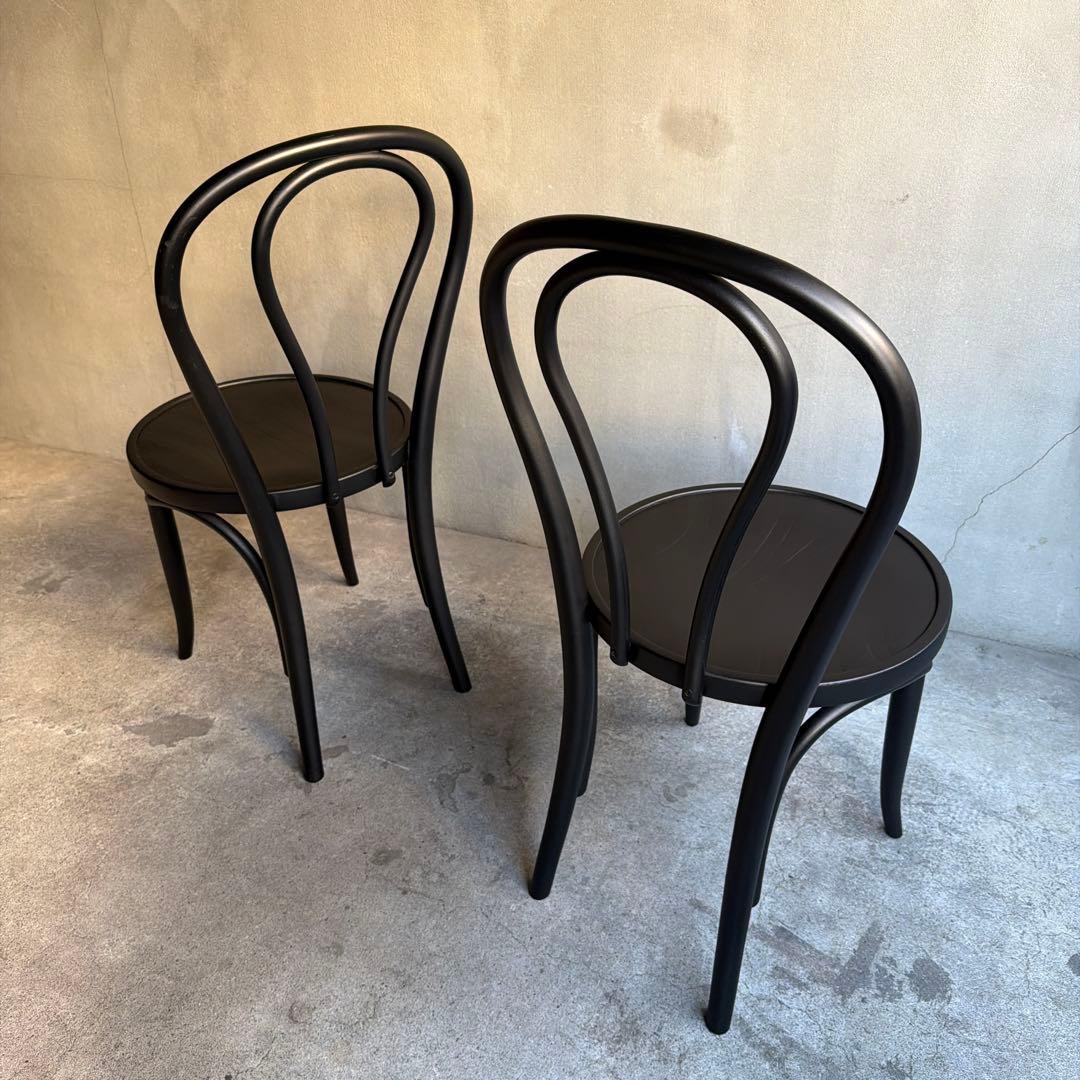 曲木　ベントウッドチェア　2脚セット　マットブラック塗装