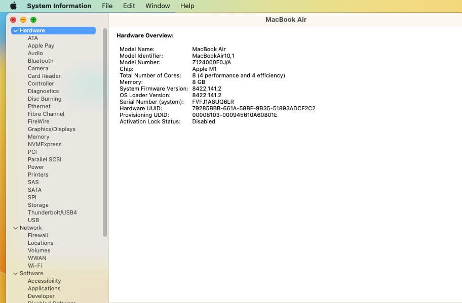 ジャンク品MacBook Air (M1, 2020) A2337 - 画面破損