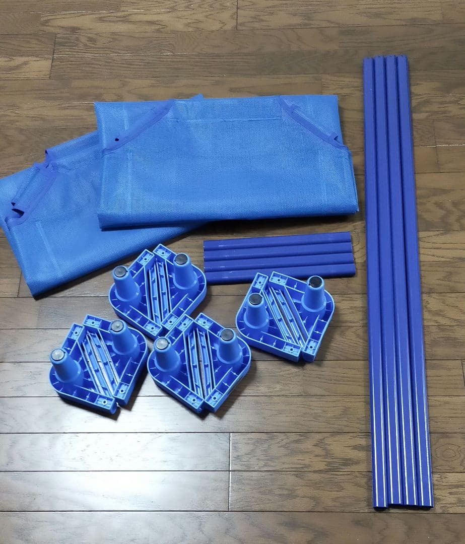 美品 エンドースタッキング式抗菌 お昼寝コット ブルー2個セット130