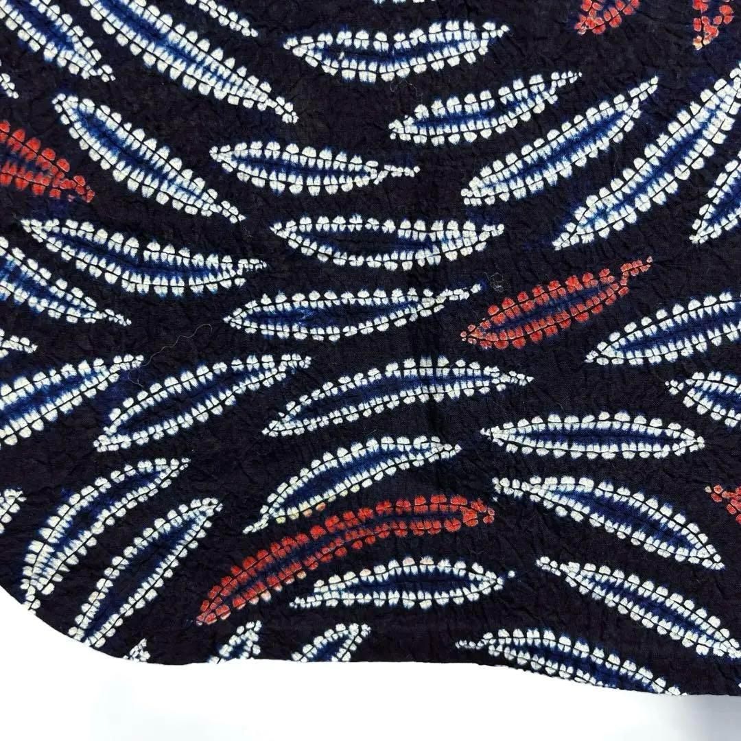浴衣　有松鳴海絞り　菊　花模様　渦巻　ネイビー系　着物　054w d