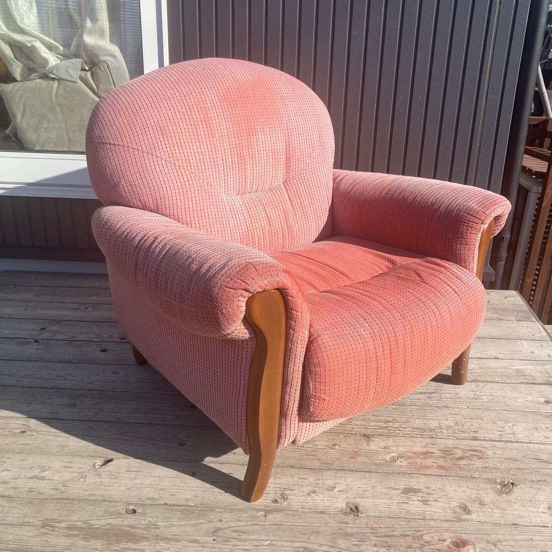 北欧レトロ ミッドセンチュリー 1人掛けソファー アームチェア ピンク
