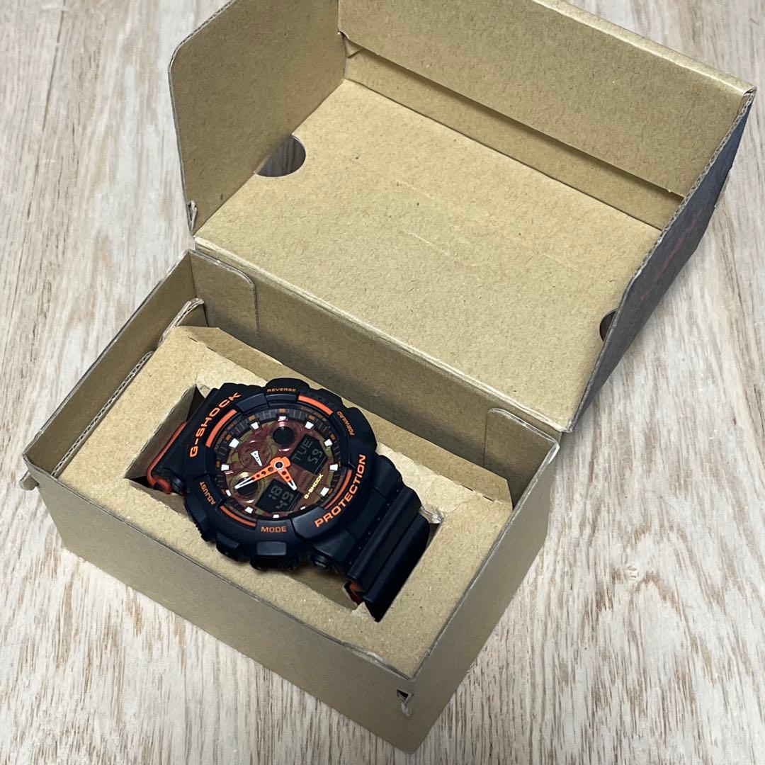 【人気商品レアカラー】G-SHOCK GA-100BRオレンジカモフラージュ×黒