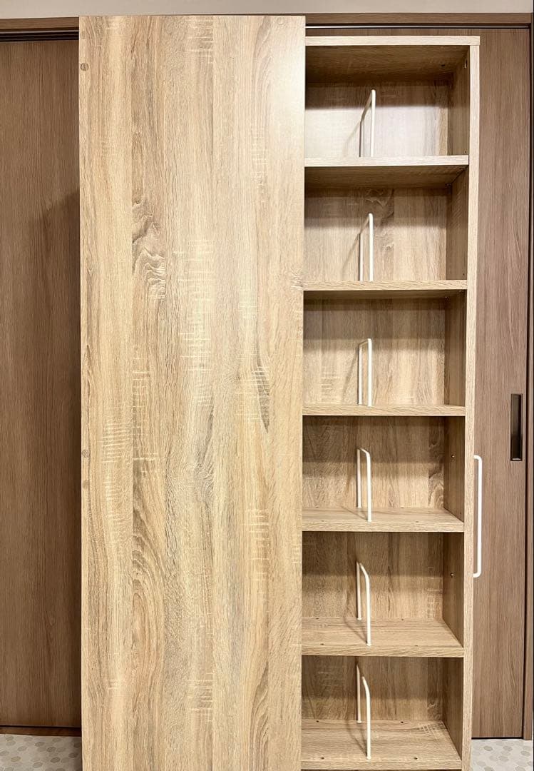 【完成品】LOWYA オーク 本棚 隙間収納 幅/奥行/高さ＝37/44/180