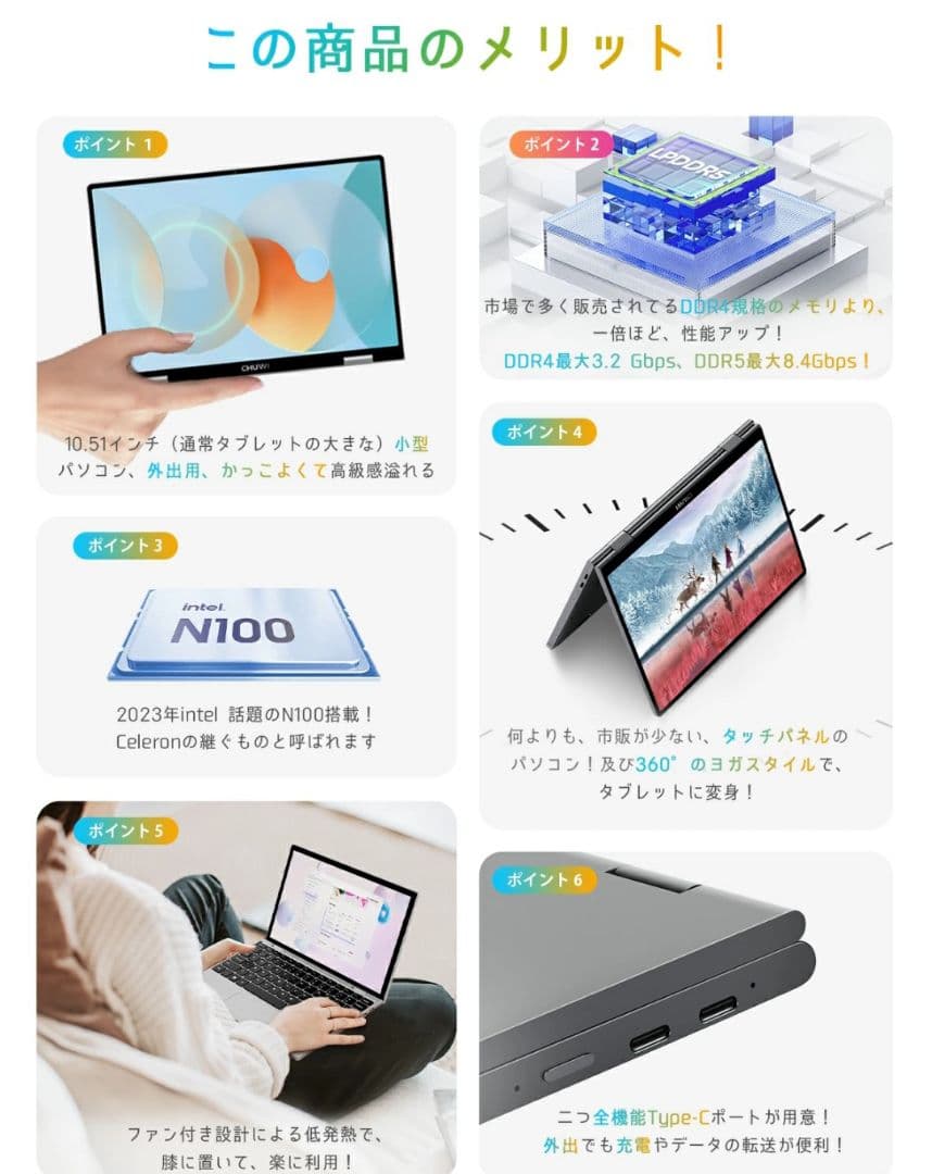 6in1リーダー付 CHUWI MiniBook X Win11 N100