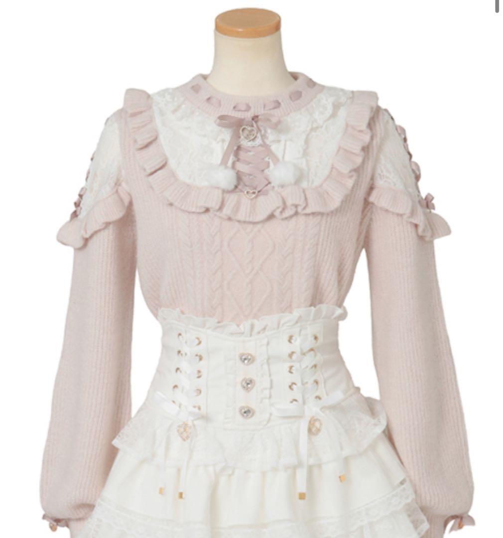 リズリサ　スピンドルポンポンニットトップス　ピンク