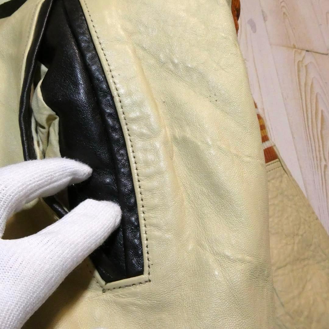 希少デザイン　DAVOUCCI ダヴォッチ レザージャケット クリーム/ブラック