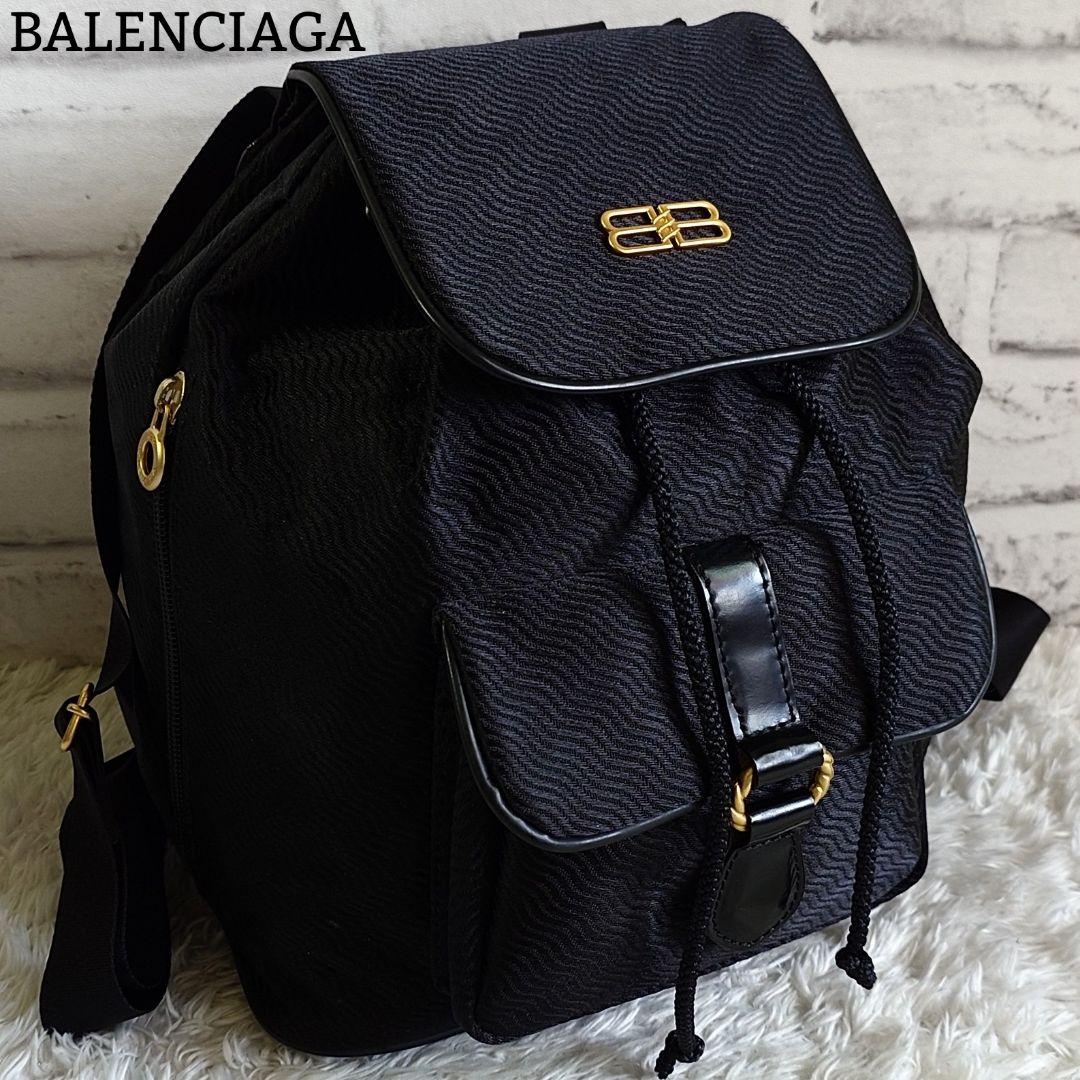 美品 バレンシアガ BB リュックサック バックパック ゴールド金具 ブラック