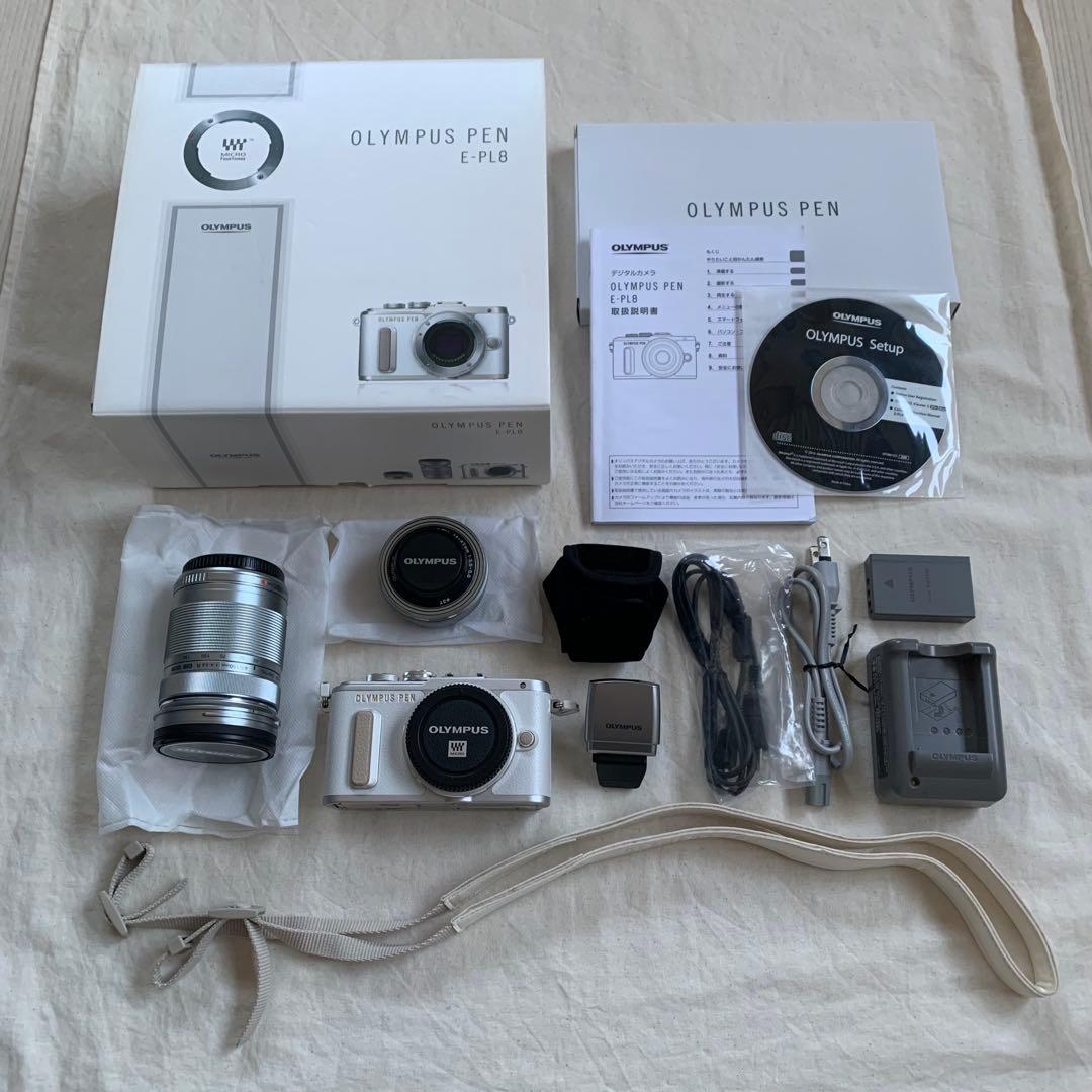 OLYMPUS PEN E-PL8 ホワイト ミラーレス一眼　レンズ2本セット