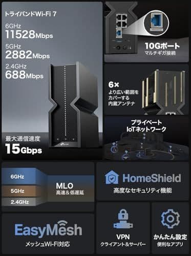 TP-Link Archer BE700 トライバンドルーターWiFi7