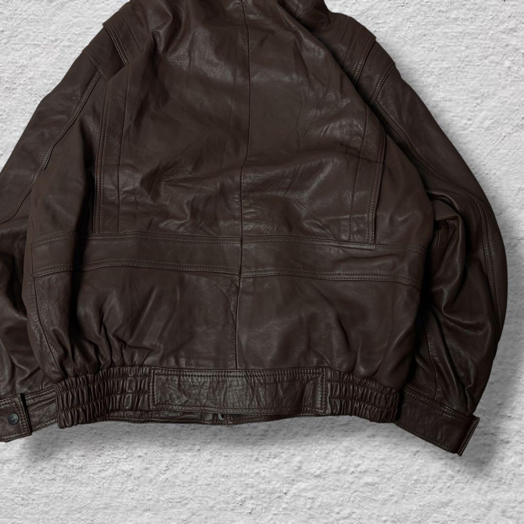 N vintageレザージャケット90sブラウン本革A2ジャケット短丈古着