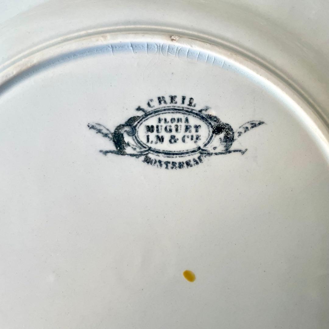 クレイユモントローFlora MuguetすずらんプレートBフランスアンティーク