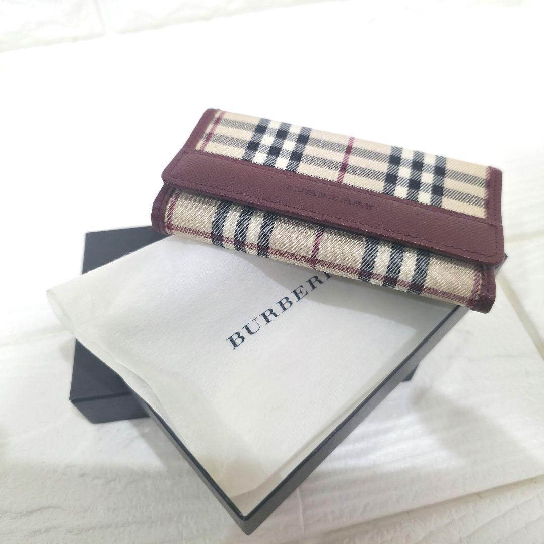 224【未使用品 箱付き】 　バーバリー 5連キーケース ベージュ ノバチェック