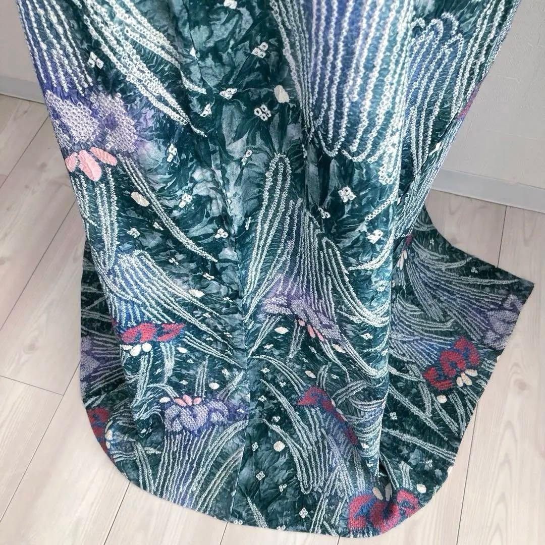 Pearlさま専用 有松絞り浴衣・有松鳴海絞り浴衣　燻んだグリーン　No7-22