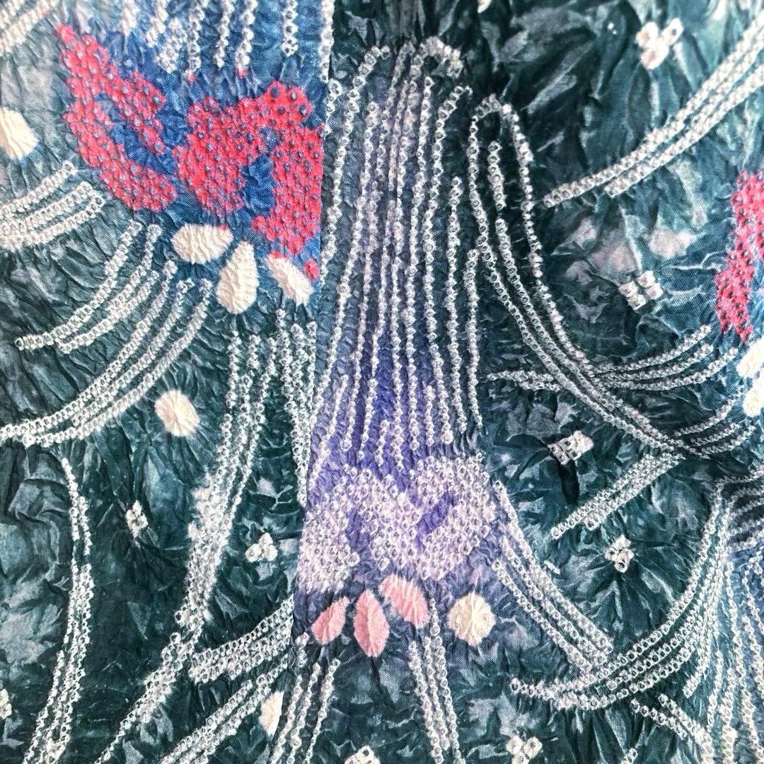 Pearlさま専用 有松絞り浴衣・有松鳴海絞り浴衣　燻んだグリーン　No7-22