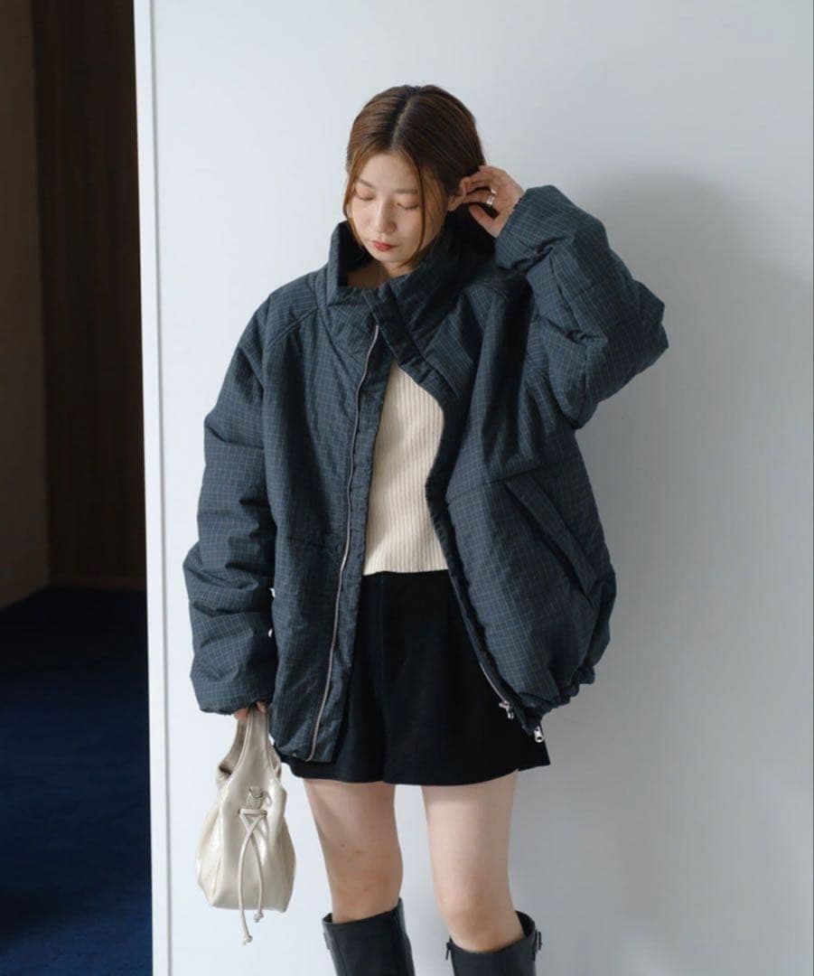 Kastane チェック中綿リバーシブル