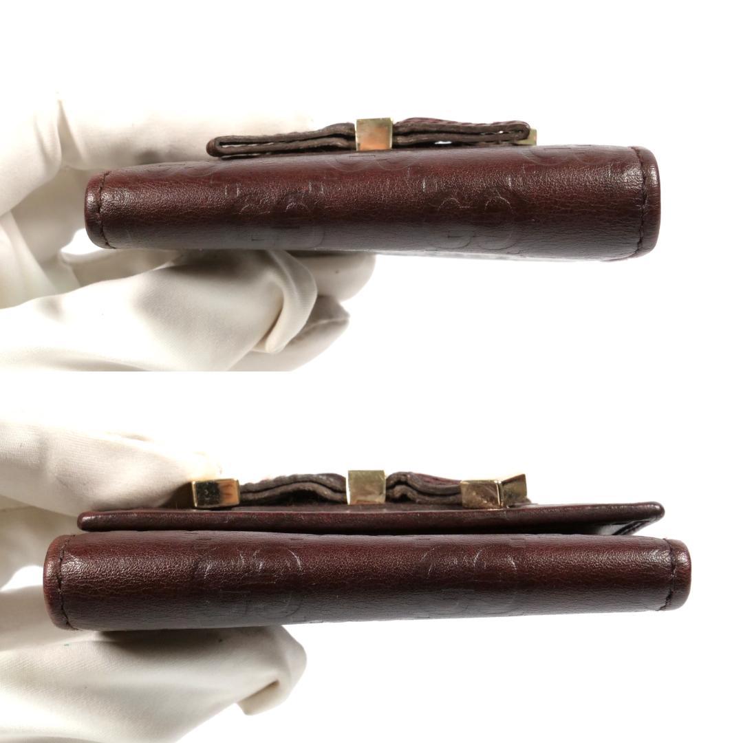 極美品✨グッチ キーケース シマ リボン 6連 GG レザー ブラウン