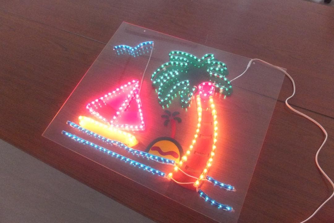 ネオン管（本物）ヨットとヤシの木