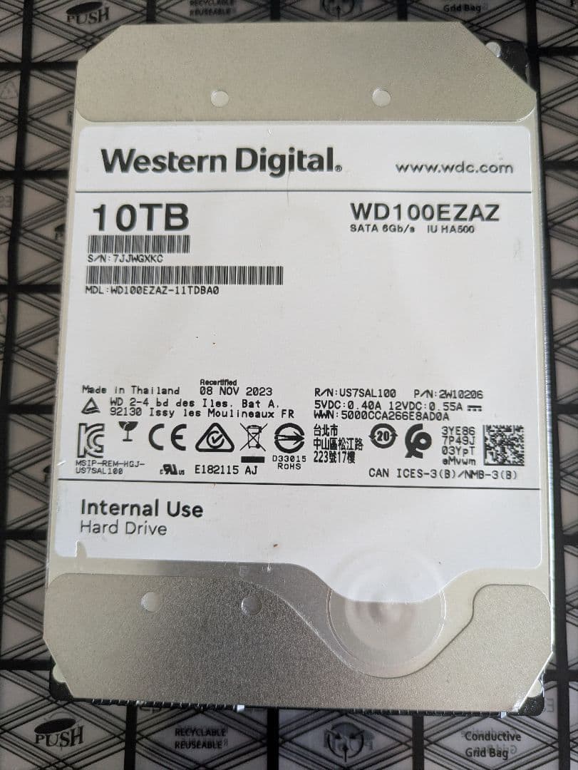 内蔵型ハードディスクドライブ WESTERN DIGITAL HDD 10TB WD100EZAZ