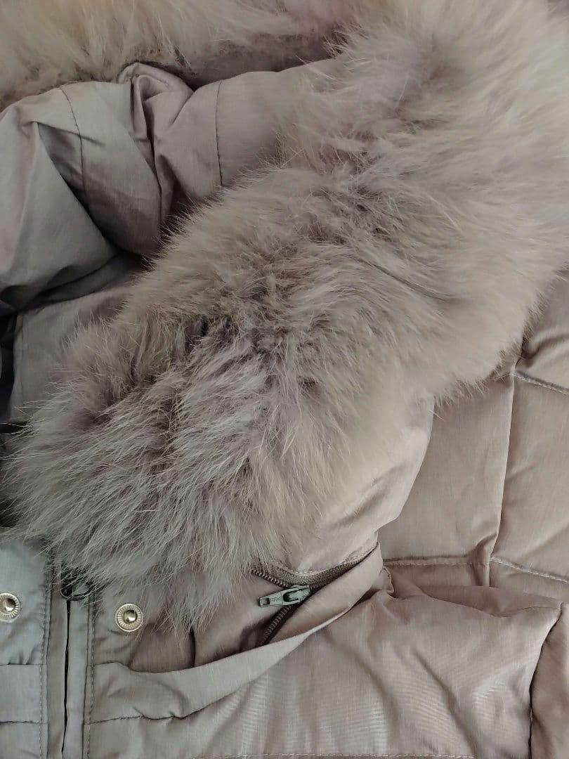 フォックスファー ロングダウンコート S グレー