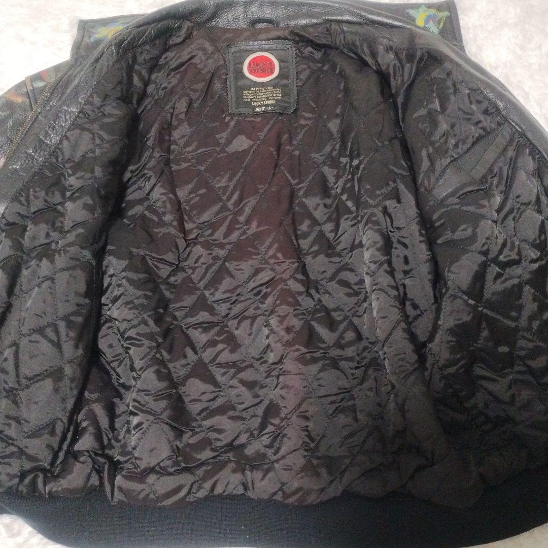 N*u様 希少　ラッキーストライク　牛革　レザージャケット　ペイント　ワッペン