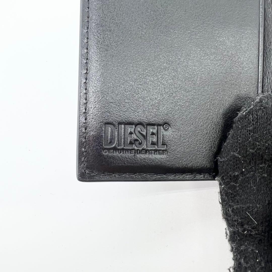 近年モデル✨DIESEL　三つ折り財布　Dロゴ　レザー　ブラック　コンパクト