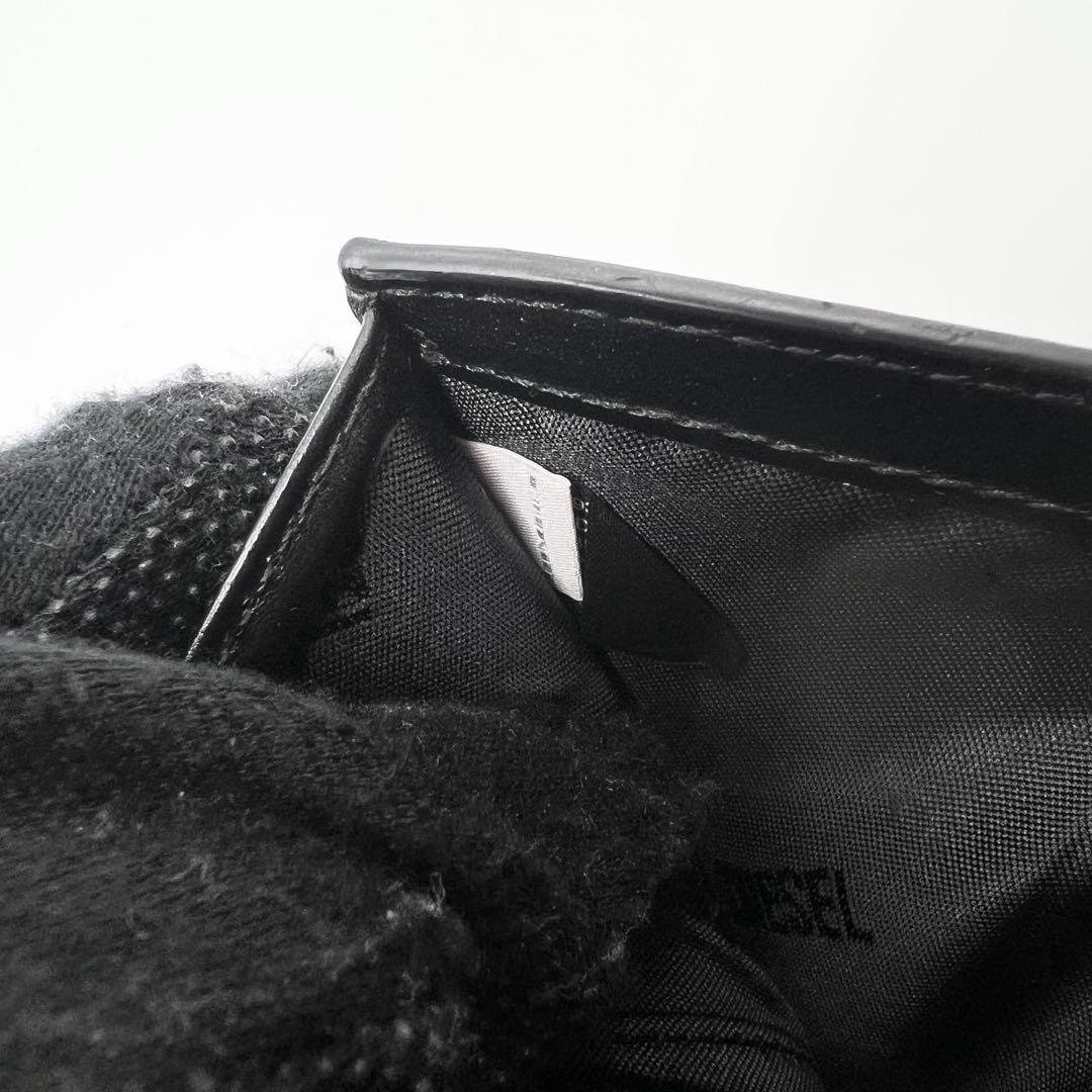 近年モデル✨DIESEL　三つ折り財布　Dロゴ　レザー　ブラック　コンパクト