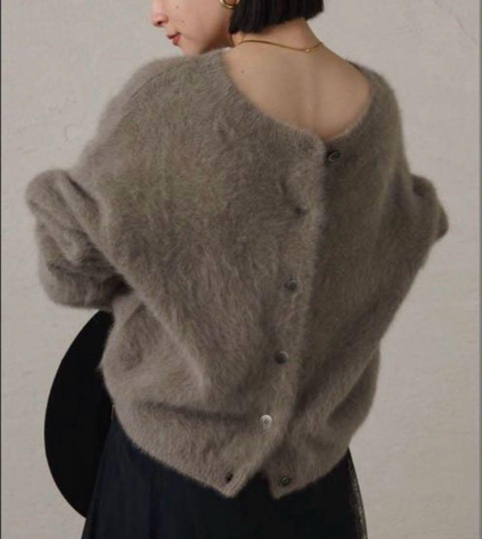 ラウンジドレス　FURカシミヤ2WAYニット　ウール　モカ　シャギー