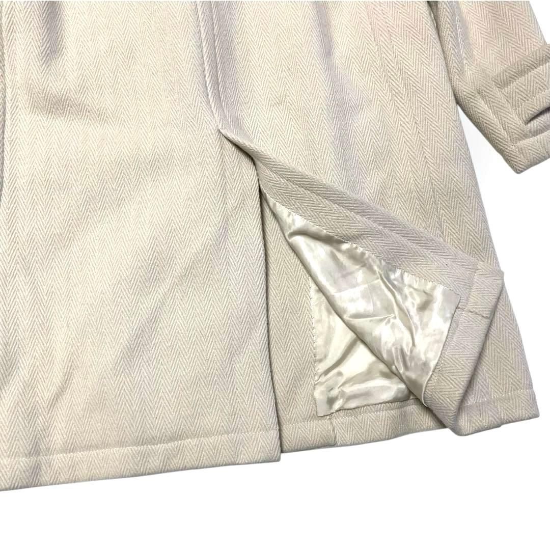 美品✨INED ヘリンボーン L ダッフルコート アイボリー ロング ウール