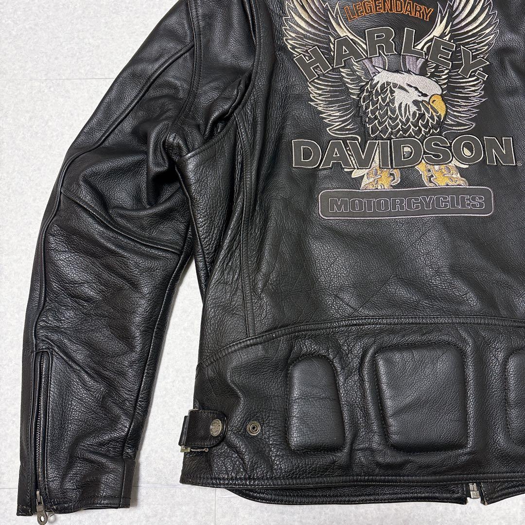 ⭐美品⭐ハーレーダビッドソン シングル ライダースジャケット ロゴ 刺繍 XXL
