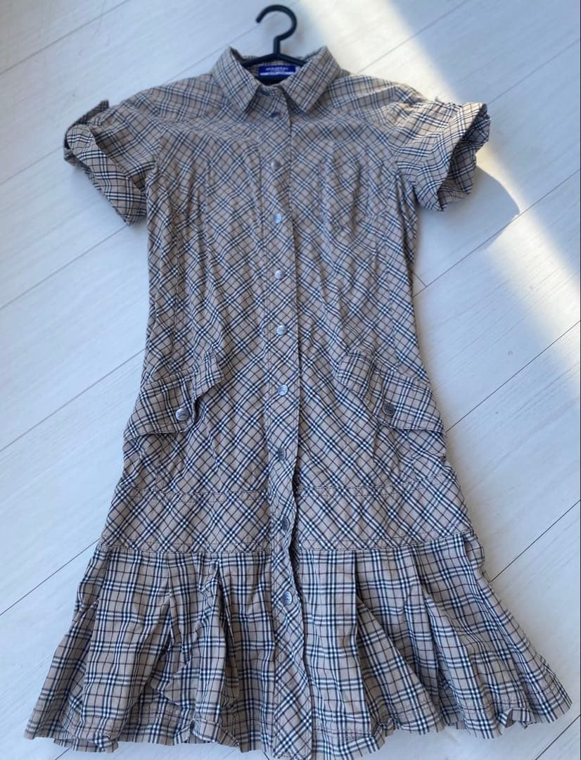 バーバリーブルーレーベル 正統ノバチェック半袖ワンピース 36