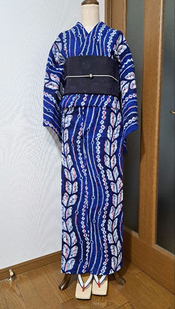 3*m様 絞り浴衣 有松絞り【美品】 藤の花 160/64 手縫い