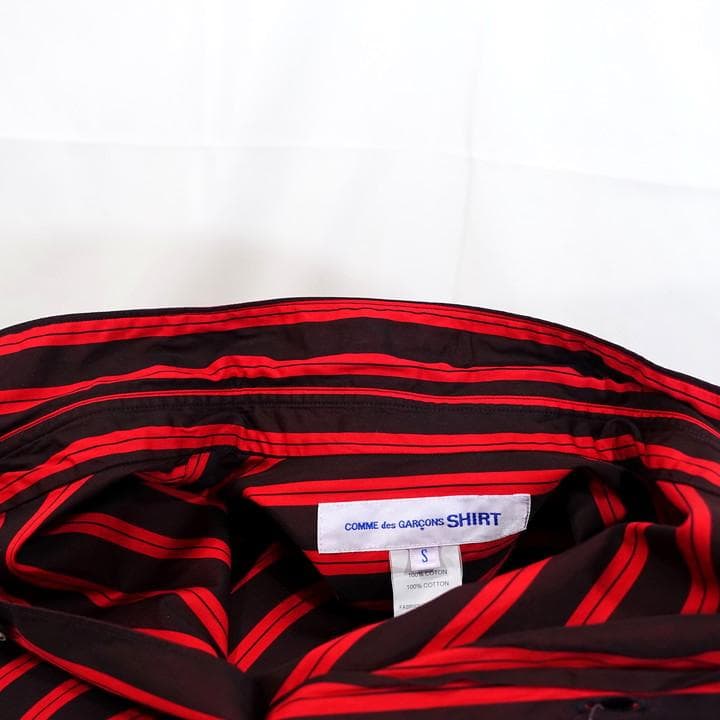 【しゅば】コムデギャルソンシャツ　ロング丈　袖二股ストライプシャツ