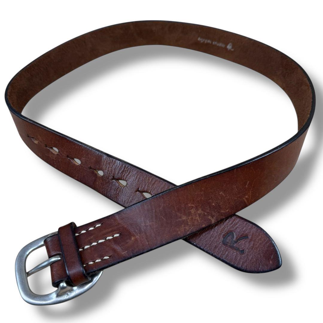 【R刻印入り】45rpm レザー 本革 ベルト ダークブラウン メンズ 希少