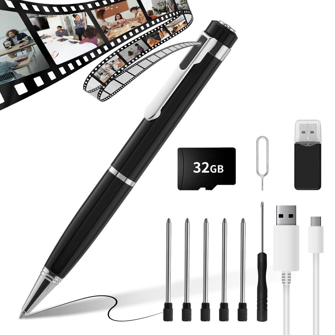 デジタルボイスレコーダー ペン型 ブラック 128GBメモリー付