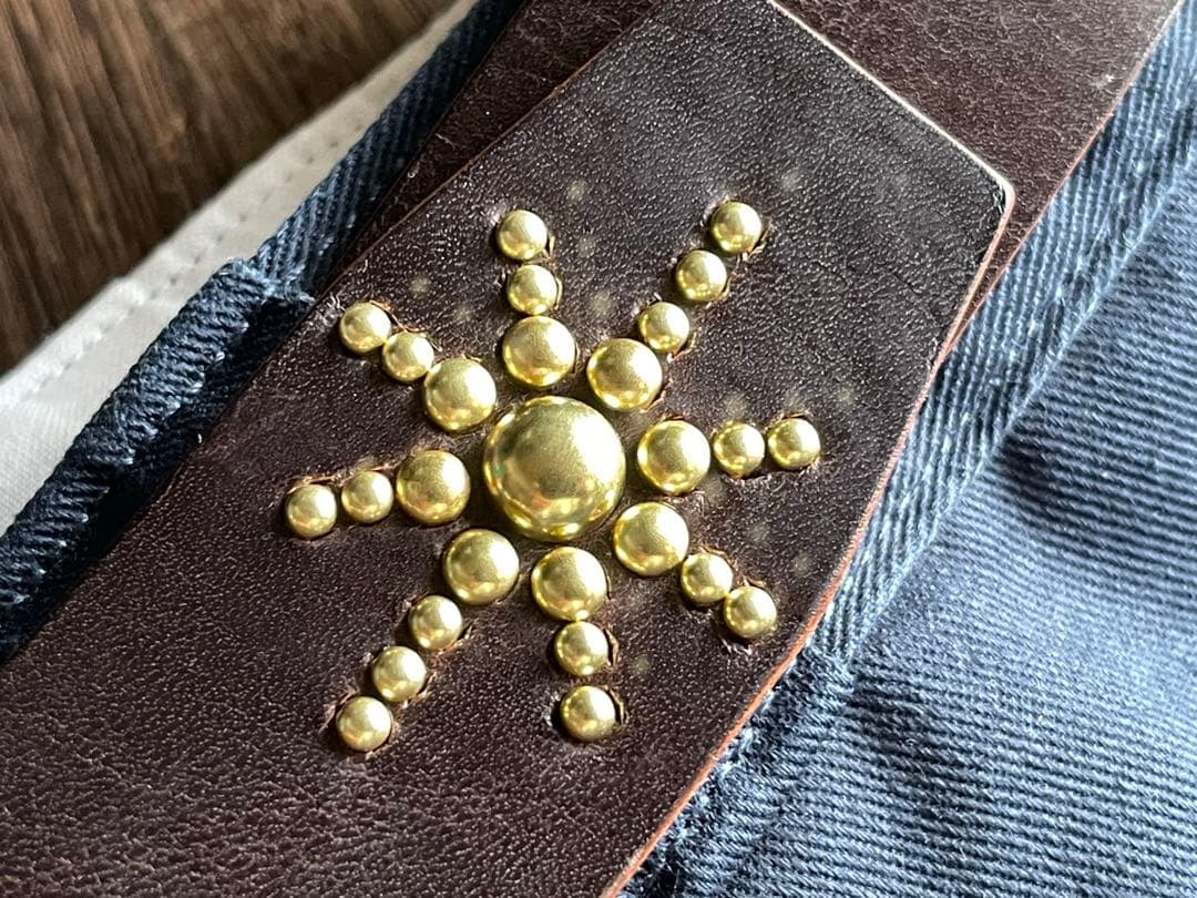 ディッキーズ874専用スタッズベルト　ダークブラウン　真鍮　HTC CALEE