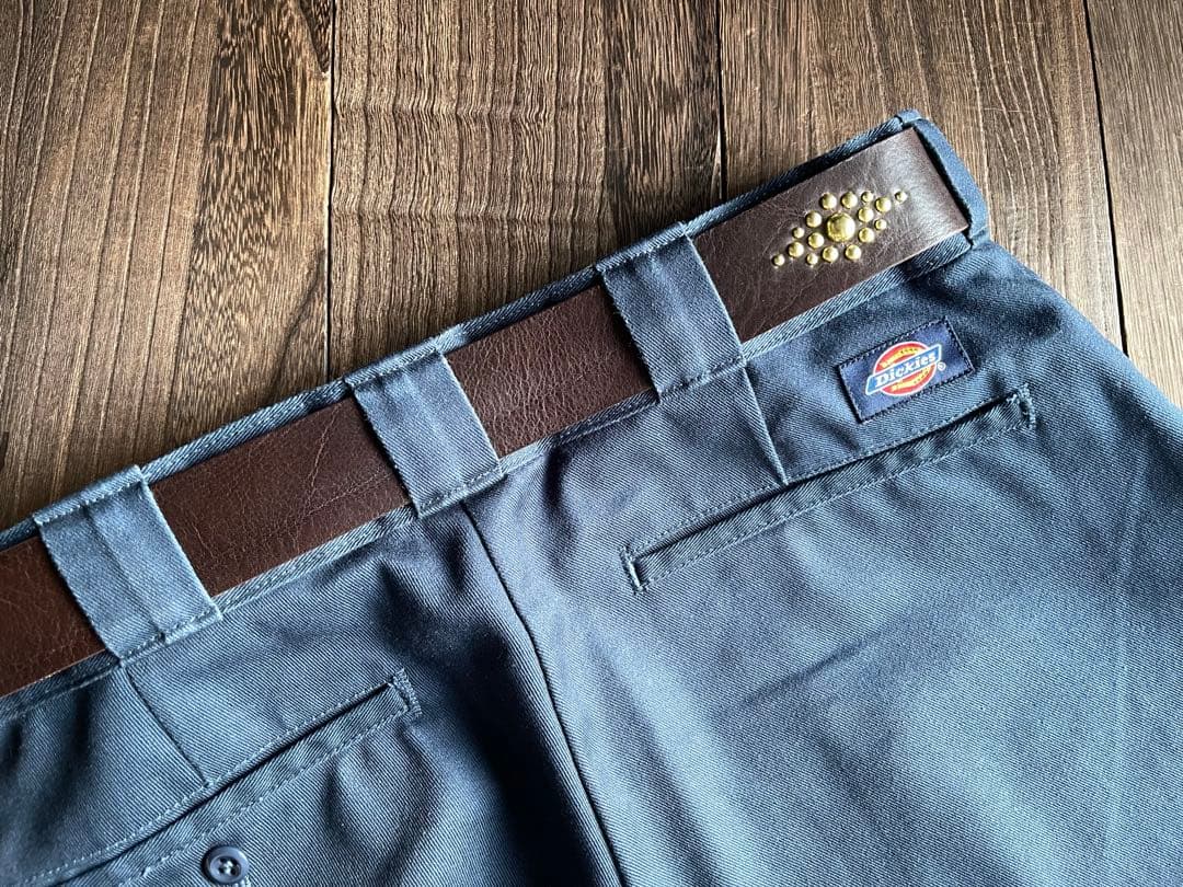 ディッキーズ874専用スタッズベルト　ダークブラウン　真鍮　HTC CALEE