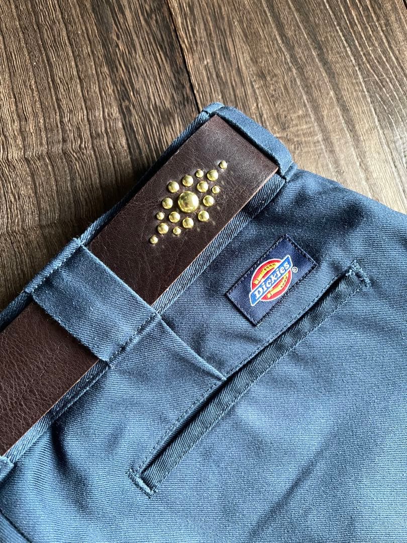 ディッキーズ874専用スタッズベルト　ダークブラウン　真鍮　HTC CALEE