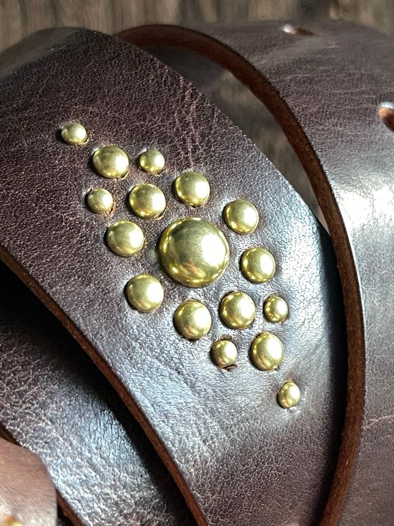 ディッキーズ874専用スタッズベルト　ダークブラウン　真鍮　HTC CALEE