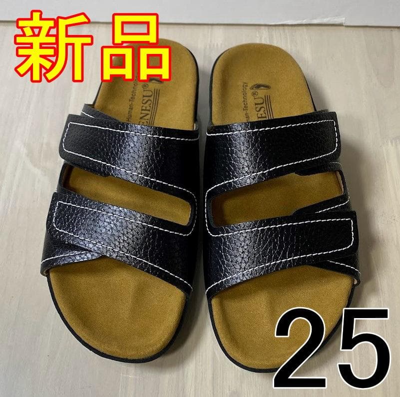 新品 25㎝ 009B ベネッシュ BENESU 外履きサンダル 黒 ベネシュ