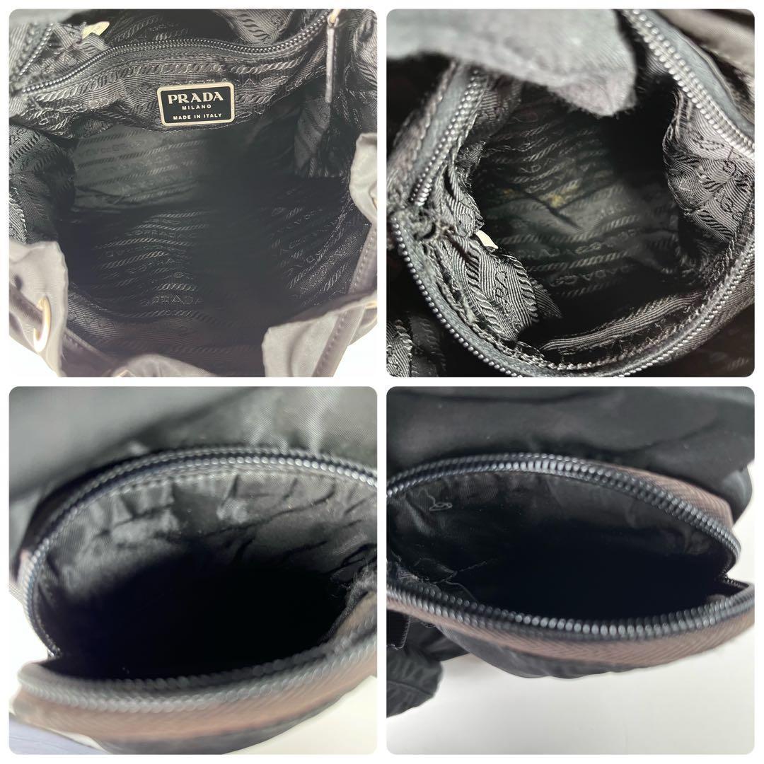美品 プラダ リュック バックパック 巾着 ベルト 三角ロゴ ナイロン レザー