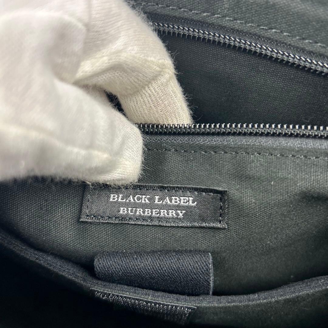 【美品】バーバリーブラックレーベル　ショルダーバッグ レザー　チェック　ロゴ金